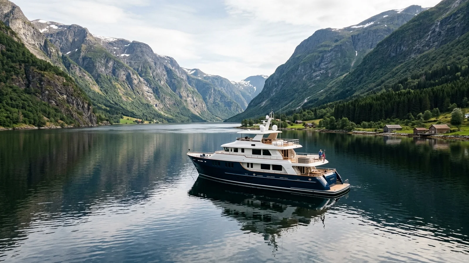 Explorer yacht in a northern European fjord